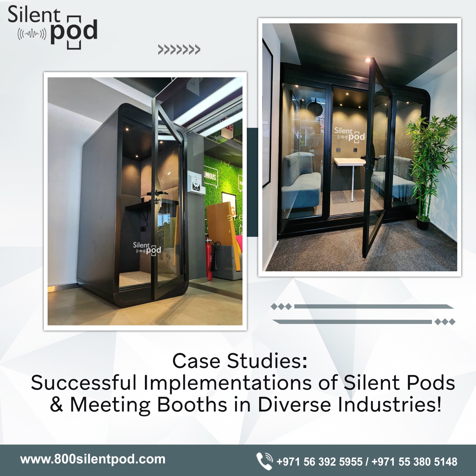 Explore real-world success stories of 800SilentPod’s soundproof pods and meeting booths in home offices, retail, and corporate settings. Discover how they excel!