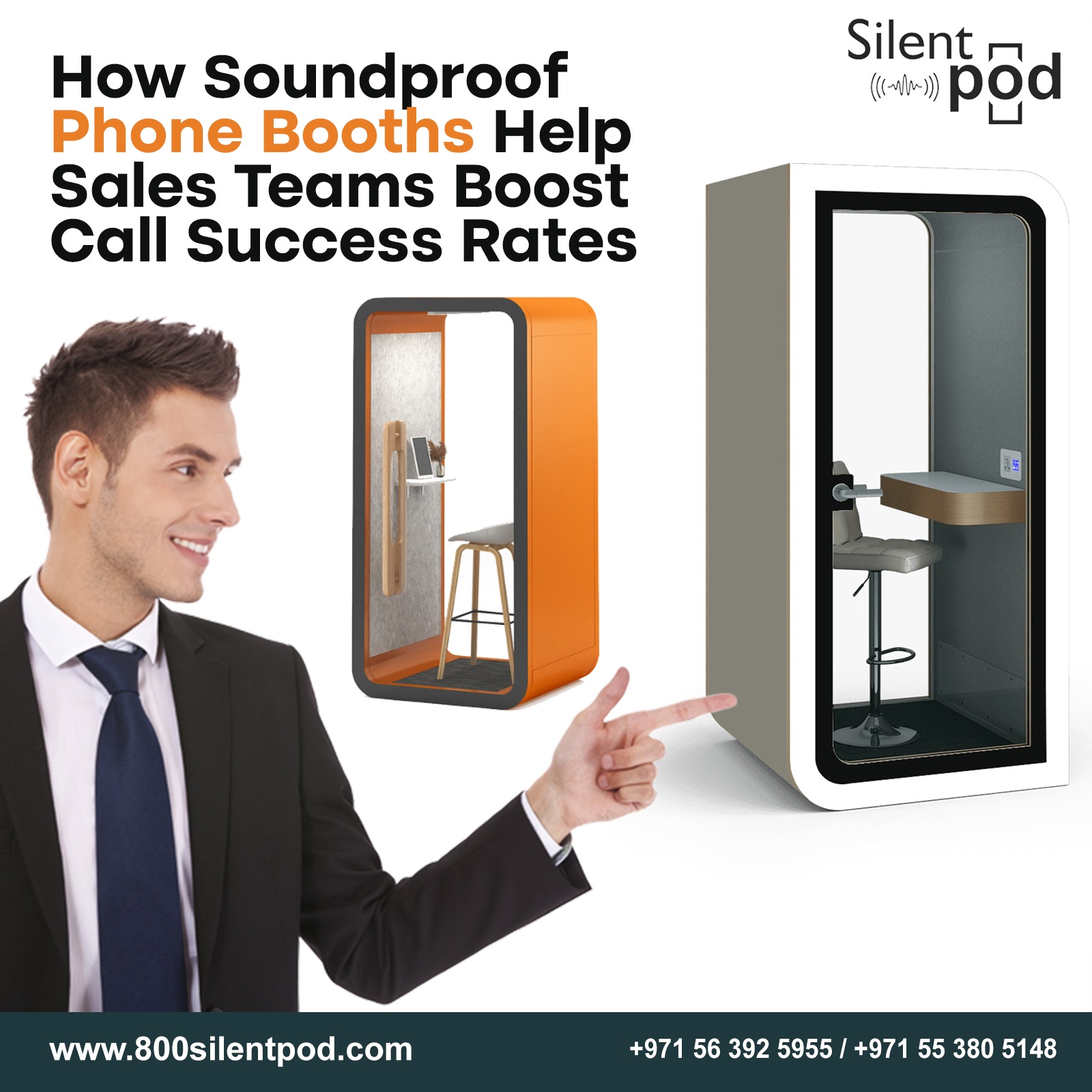 Discover how soundproof phone booths improve sales call success. Reduce noise, increase focus & conversions with 800 Silent Pod—the best in UAE.