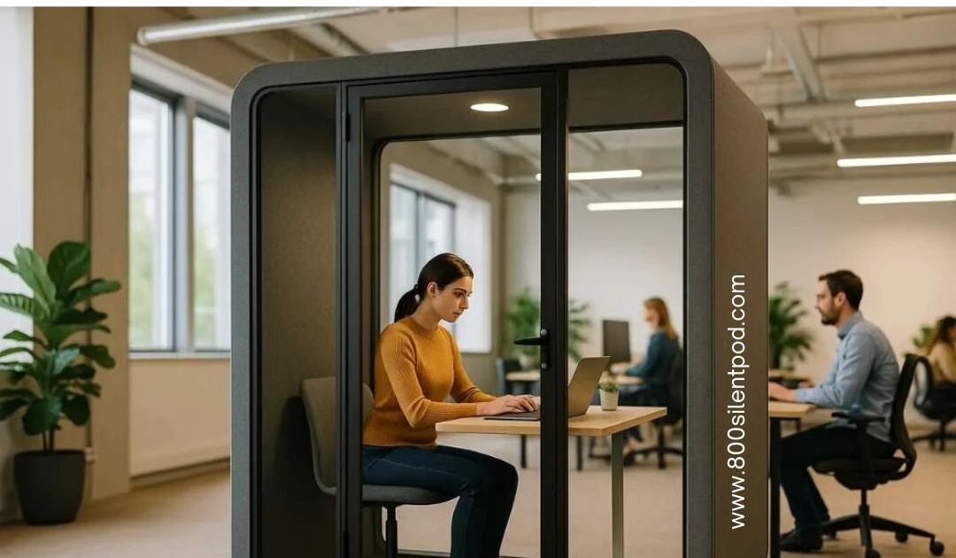 Soundproof M-Pods by 800SilentPod support leadership calls, HR reviews & confidential meetings with acoustic privacy for modern Dubai offices.