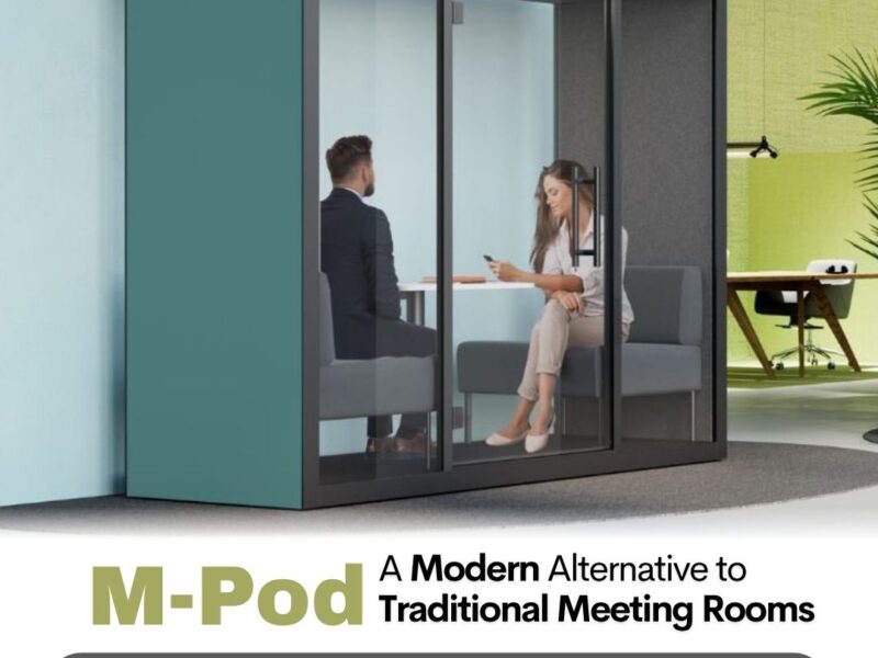 M Pod by 800SilentPod offers a modern alternative to meeting rooms. Best office pod manufacturer and supplier in Dubai for private, soundproof office meetings.