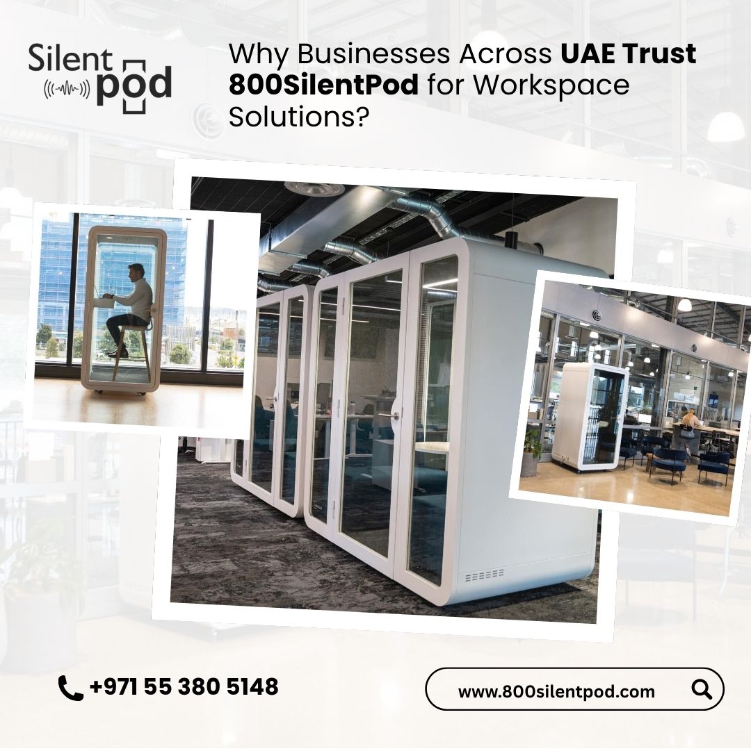 Trusted by UAE businesses, 800SilentPod offers the best soundproof office pods in Dubai and UAE including S Pod, D Pod, and M Pod for private, productive workspaces.